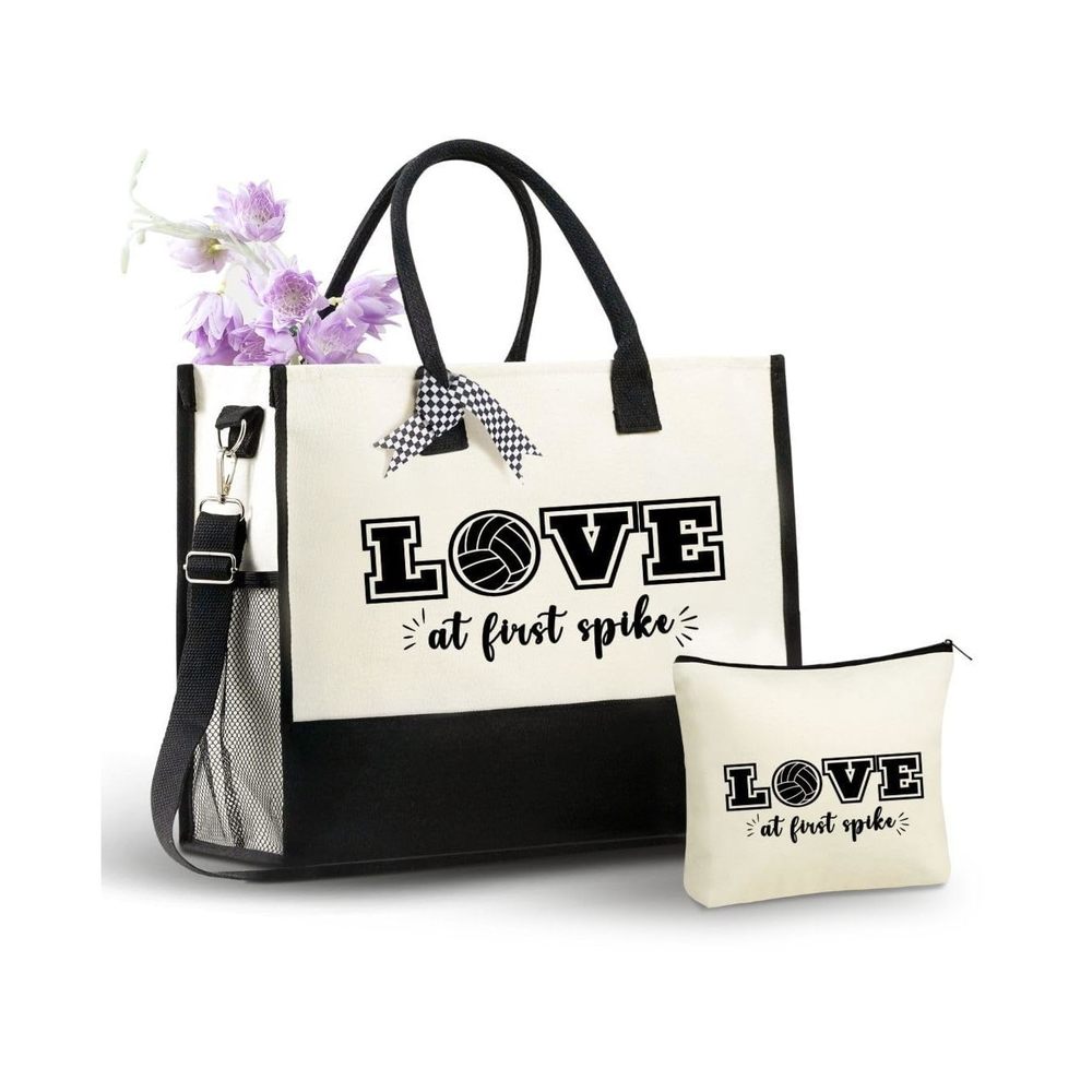 Volleyball Gifts Canvas Tote Bag Teens Girls, Volleyball Bag With Top Uwu :